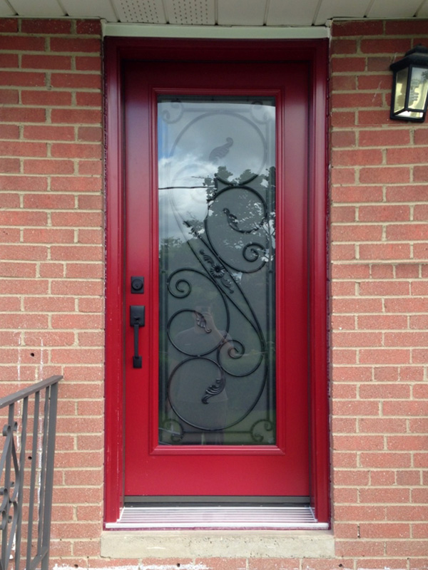 steel-door-installation-replacement-toronto-wrought-iron-red